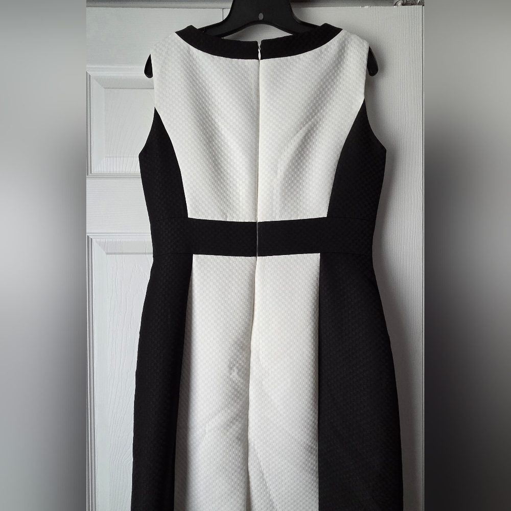 Tahari-Levine Studio Black and White Sleeveless Colorblock Mini Dress Size 10 - Picture 7 of 13